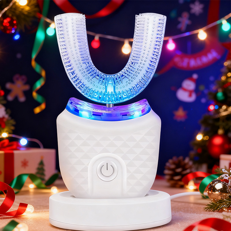 Teeth Whitening Uv - Portable U-shaped electric toothbrush, ultrasonic 360-degree
