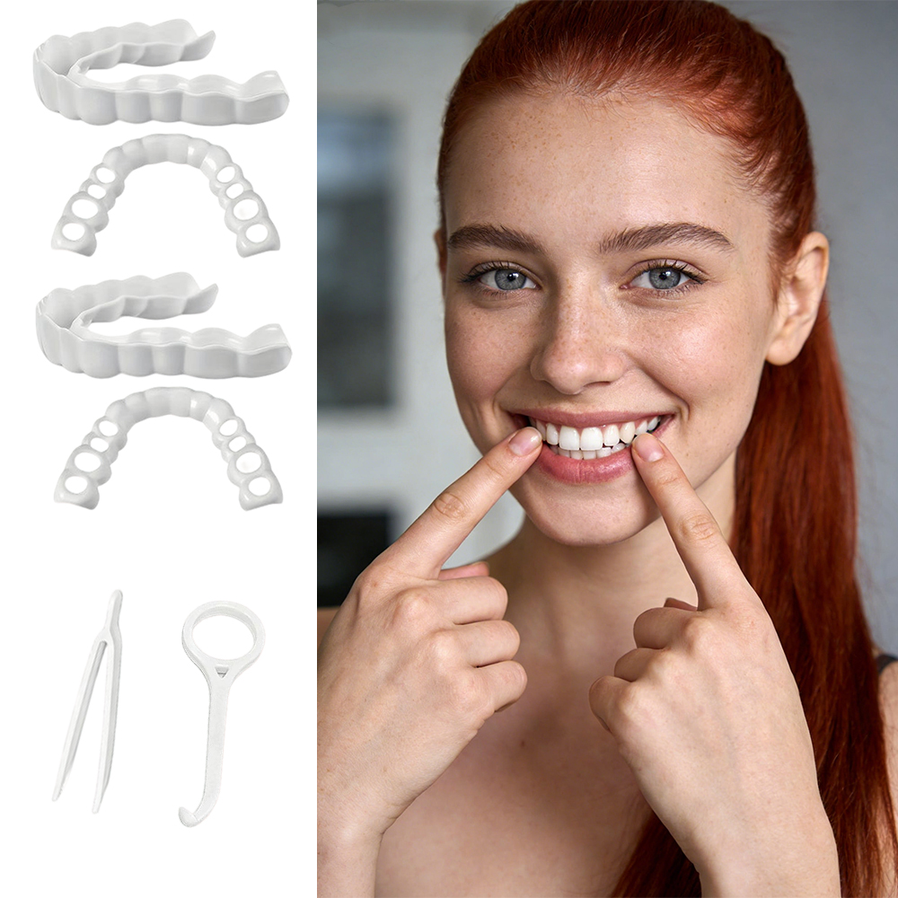 Teeth Whitening Logo - Upper Lower Separate Teeth Veneers Reusable