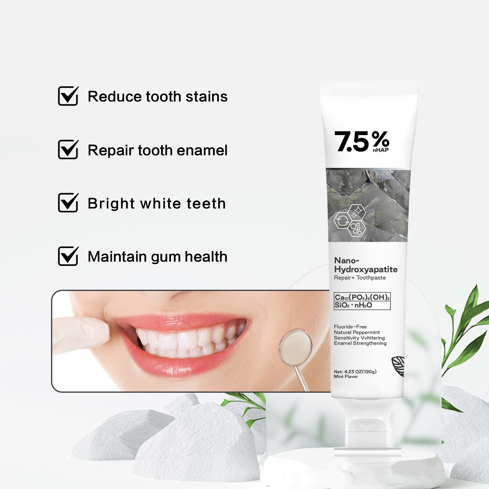 Nano Hydroxyapatite Toothpaste - Teeth Whitening With Hydrogen Peroxide avaliação e preço