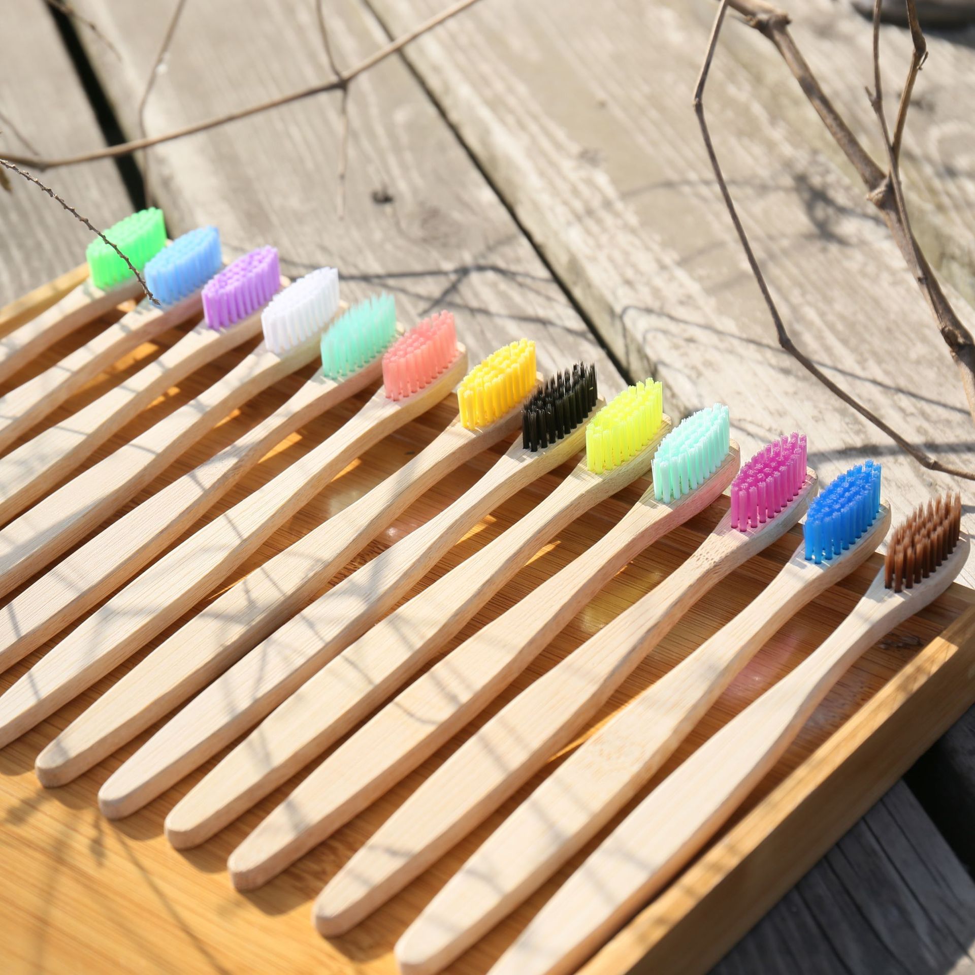 100PCS Colorful Natural Bamboo - Teeth Whitening Logo avaliação e preço