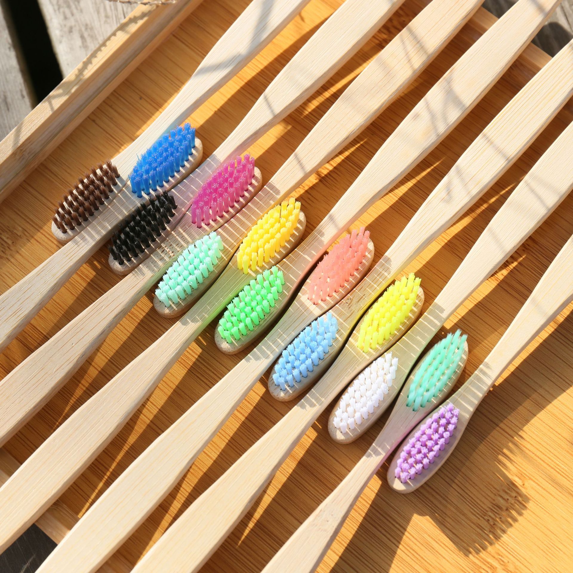 100PCS Colorful Natural Bamboo - Teeth Whitening Logo avaliação e preço