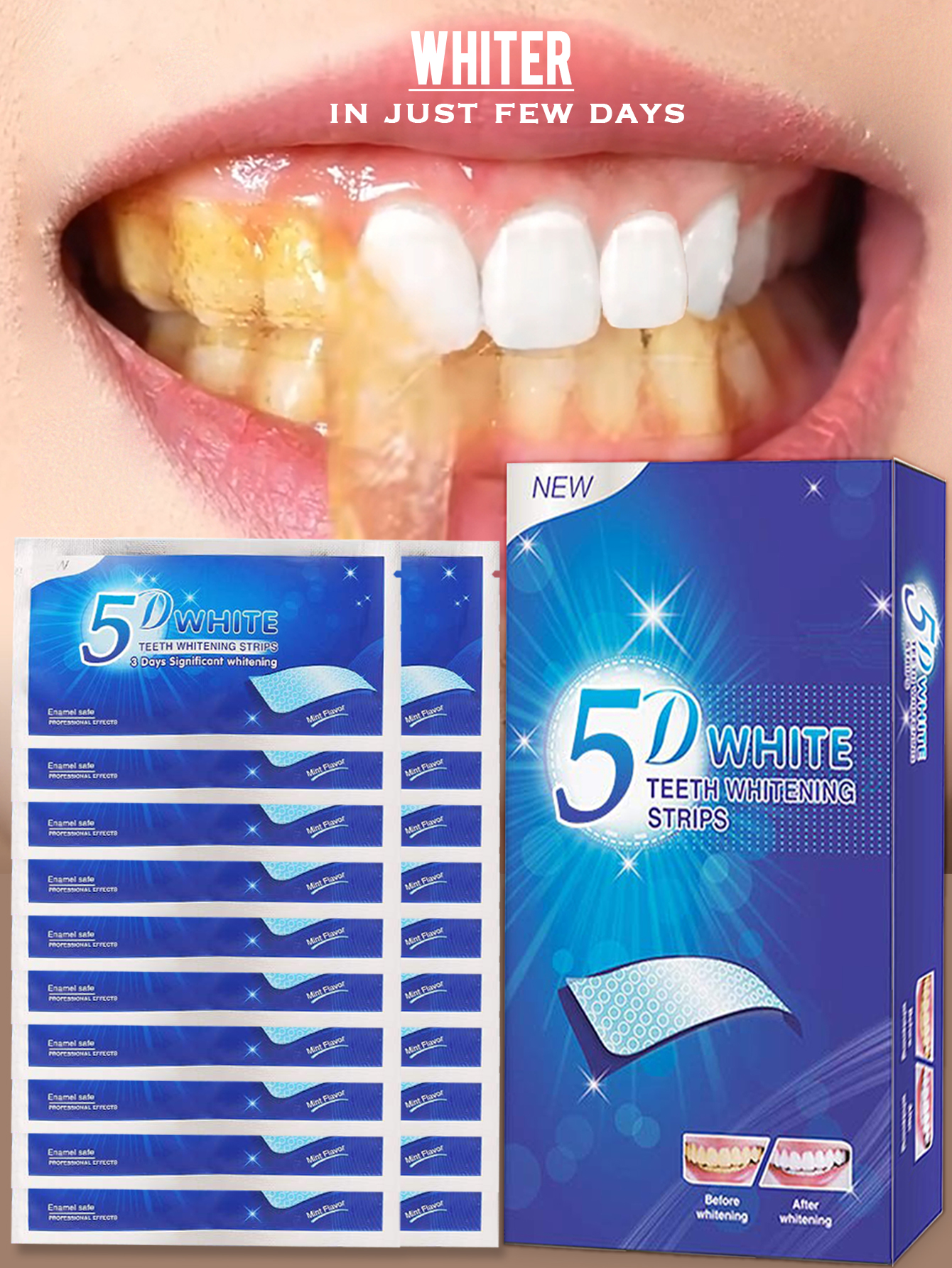 Teeth Whitening Strip 5D 9D Wh - Teeth Whitening At Home Kit avaliação e preço