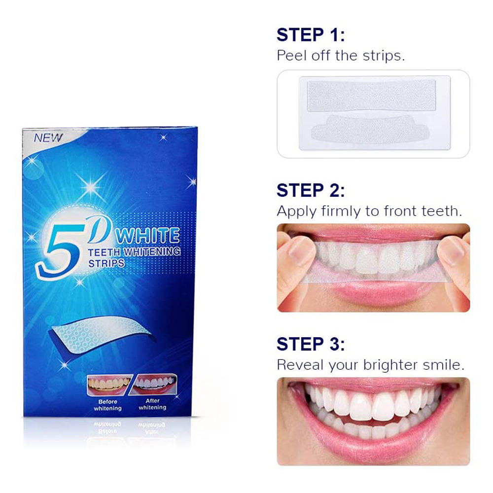 5D White Teeth Whitening Strip - Teeth Whitening With Hydrogen Peroxide avaliação e preço